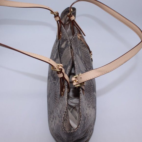 Michael Kors Glazed Embossed Python Tote Purse Bag. Vachetta Trim W/18k Gold New - Picture 3 of 13